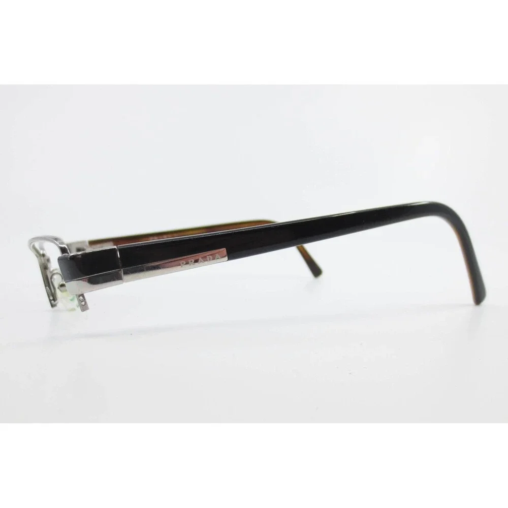 Prada VPR 64H Silver Tortoise Semi Rimless Rectangle Eyeglass Frames 51-18-135